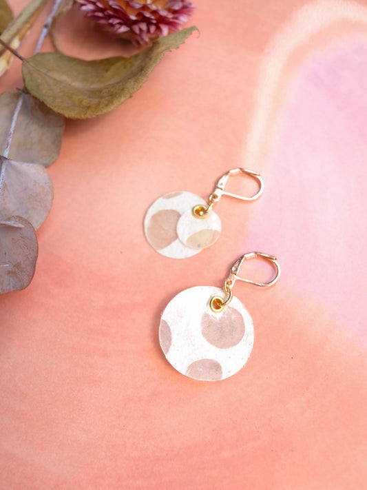 Earrings : White Paper Polka Dots