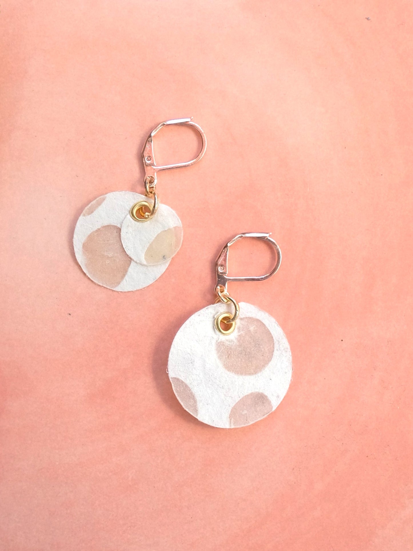 Earrings : White Paper Polka Dots