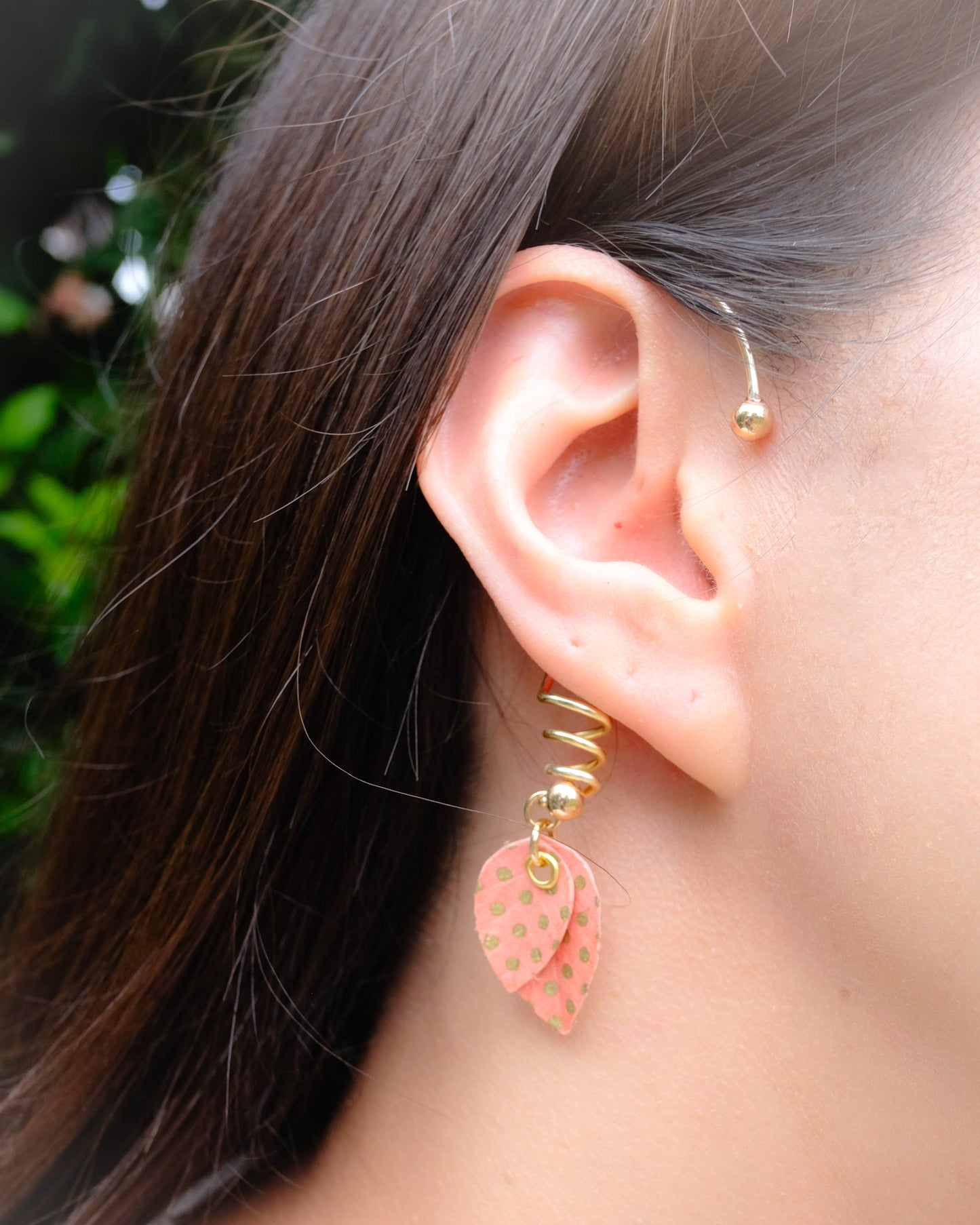 Ear-cuff : Pink Paper Leaves